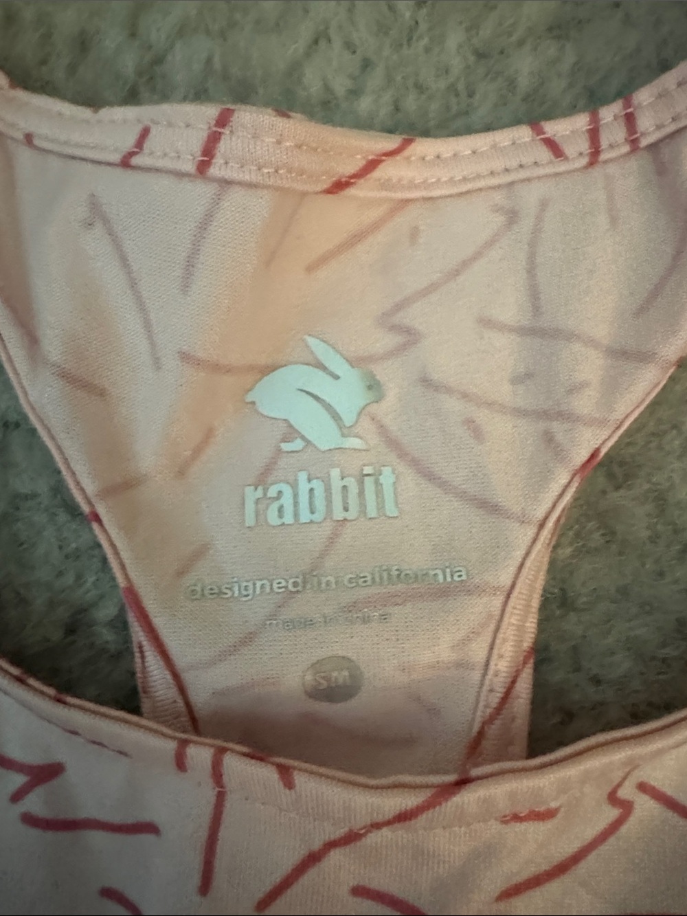 Rabbit Light Pink Patterned Racerback Size Small - Picture 2 of 4